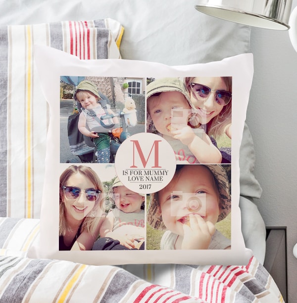 M is for Mummy Photo Collage Cushion Funky Pigeon IE