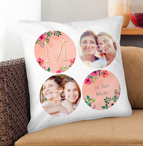 M is for Mum Photo Collage Cushion