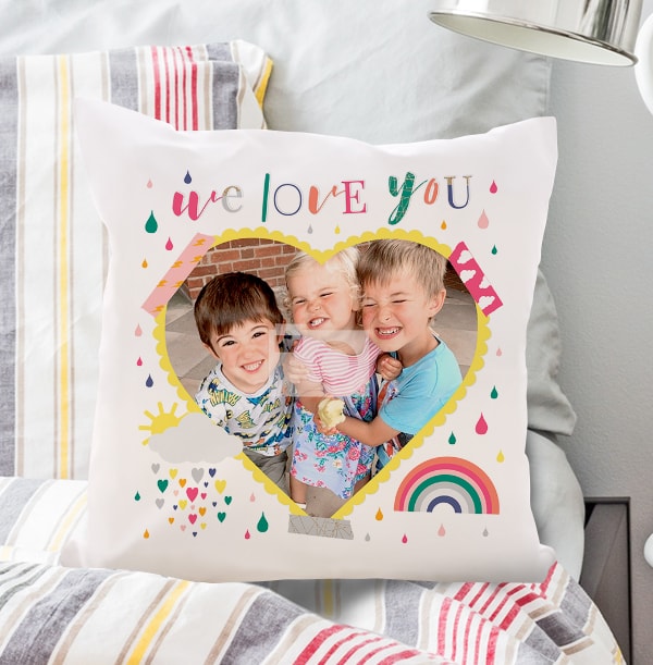 We Love You Heart Photo Cushion