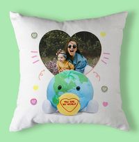 Tap to view Swizzels Love Hearts You Are My World Photo Cushion