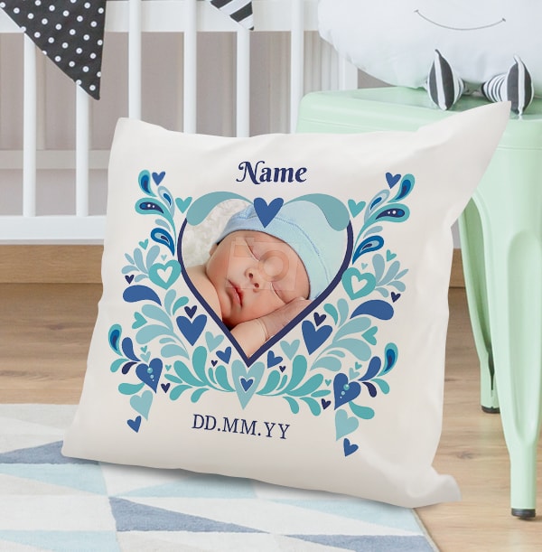 Baby Boy Heart Photo Cushion