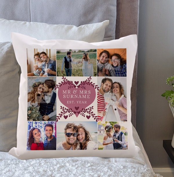 Mr and Mrs Multi Photo Cushion