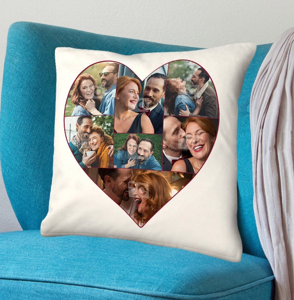 Photo Collage Heart Cushion