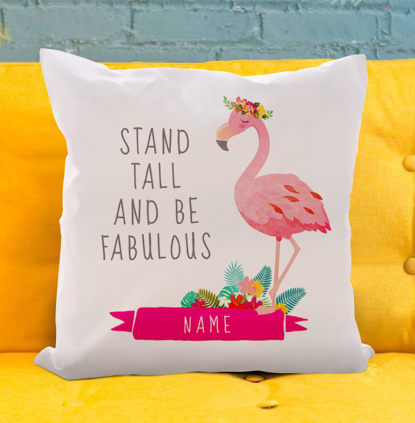 Stand Tall Flamingo Personalised Cushion