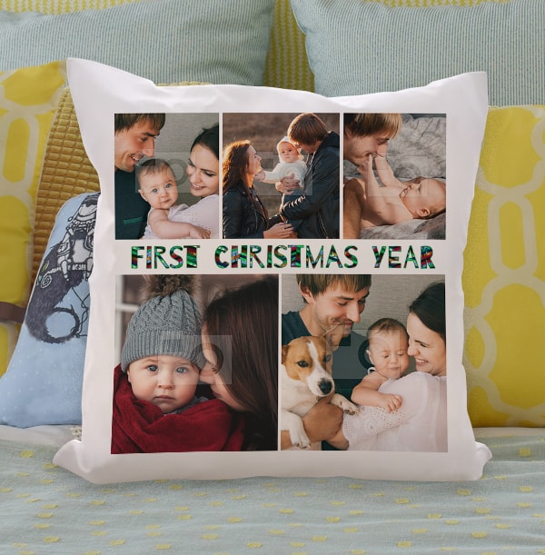 First Christmas Multi Photo Cushion