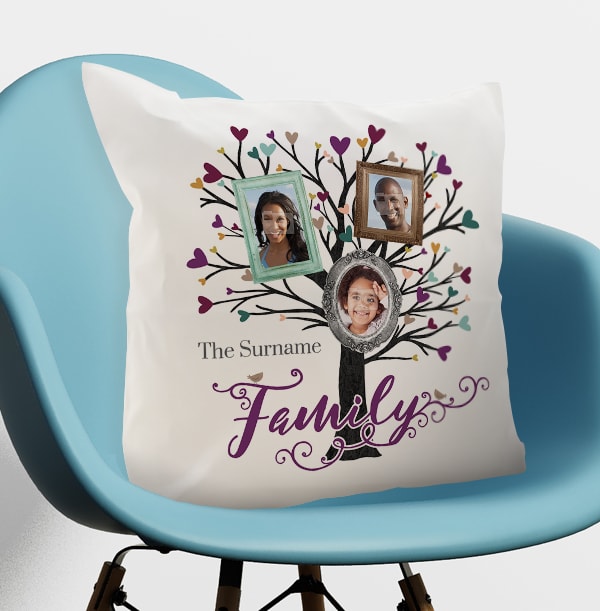 Family Tree Of 3 Photo Cushion