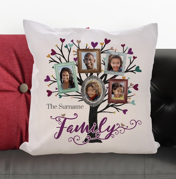 Family Tree Of 5 Photo Cushion