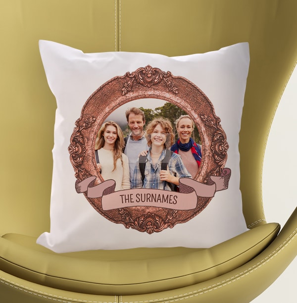 Family Portrait Photo Cushion