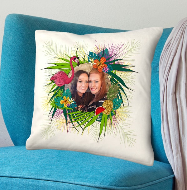 Tropical Flower Frame Photo Cushion