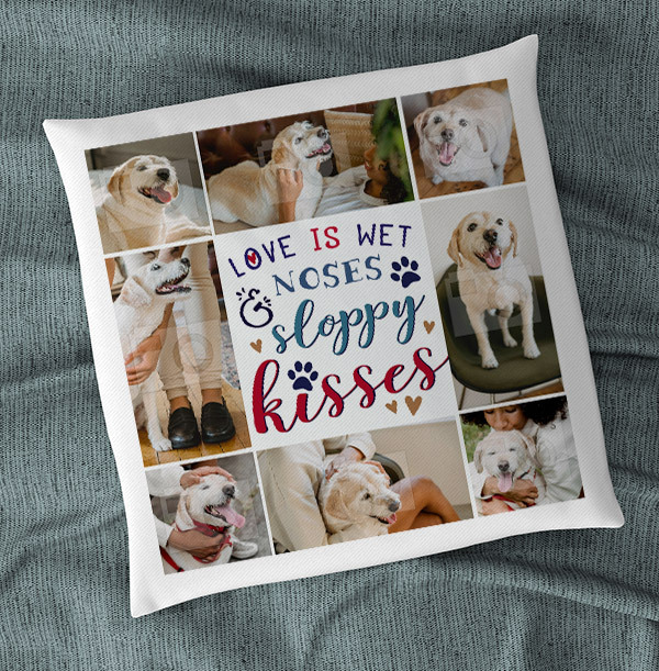 Sloppy Kisses Dog Multi Photo Cushion