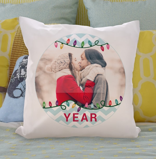 Festive Lights Christmas Photo Cushion