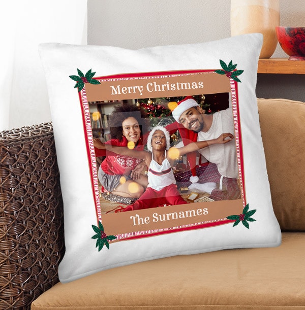 Merry Christmas Family Photo Cushion