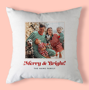 Merry & Bright Family Photo Cushion