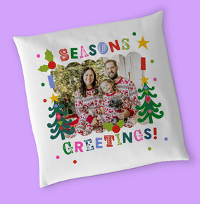 Seasons Greetings Photo Christmas Cushion