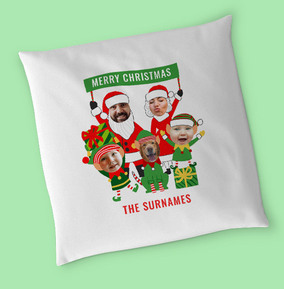 The Surnames Merry Christmas Family Face Cushion