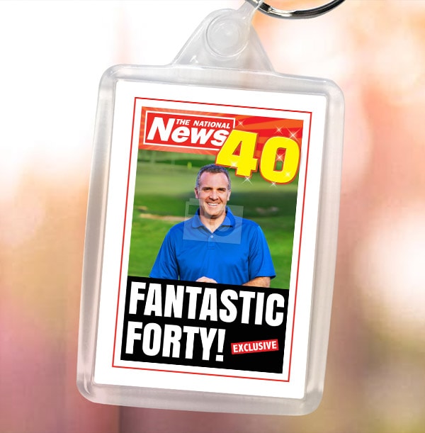 ZDISC Newspaper 40th Birthday Personalised Keyring