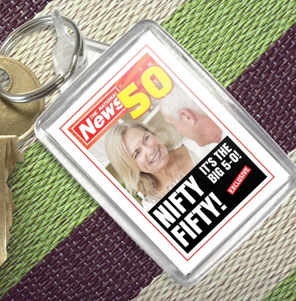 ZDISC Newspaper 50th Birthday Personalised Keyring