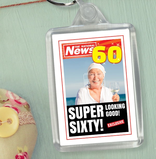 ZDISC Newspaper 60th Birthday Personalised Keyring