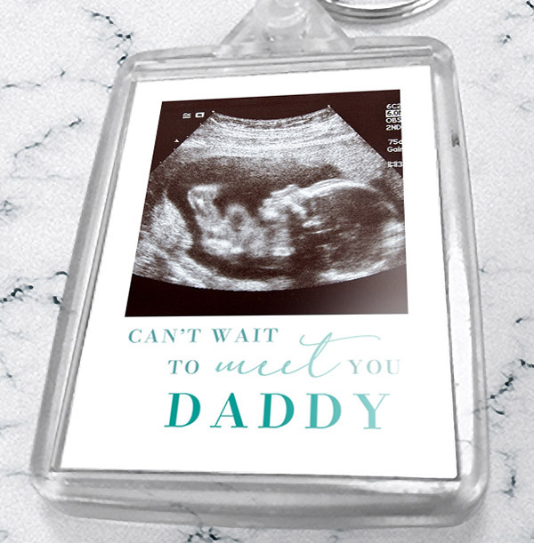 Can't Wait To Meet You Daddy Photo Keyring