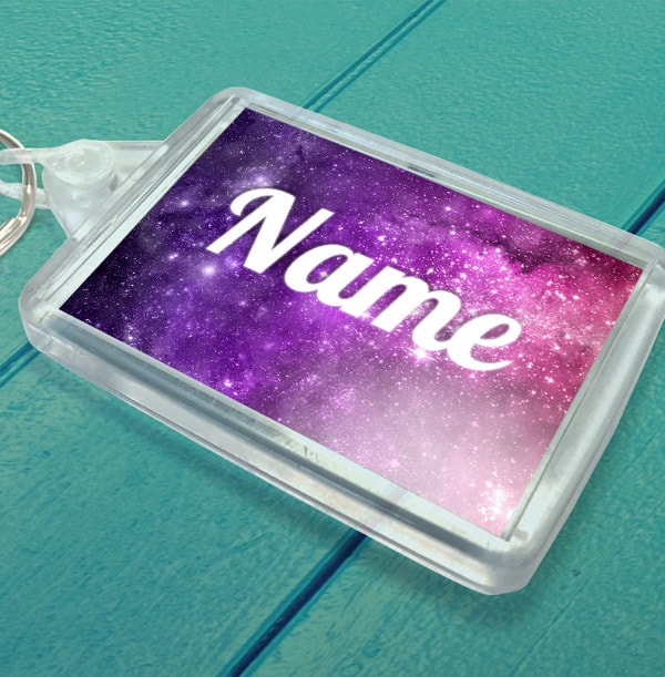 Personalised Galaxy Themed Name Keyring