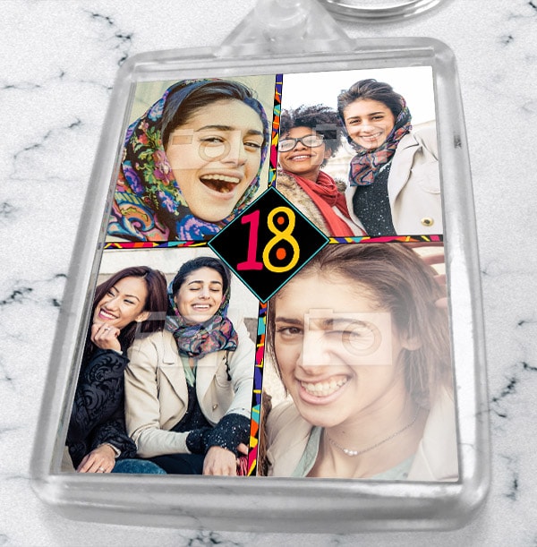 18th Birthday Photo Collage Keyring