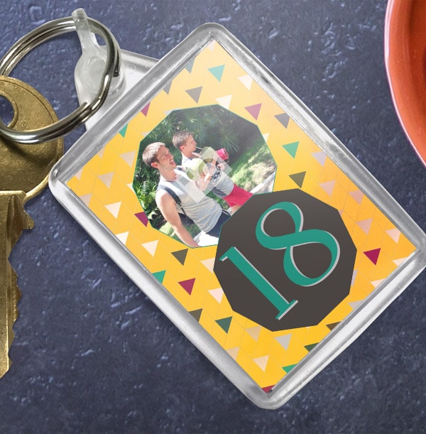 18th Birthday Personalised Photo Keyring