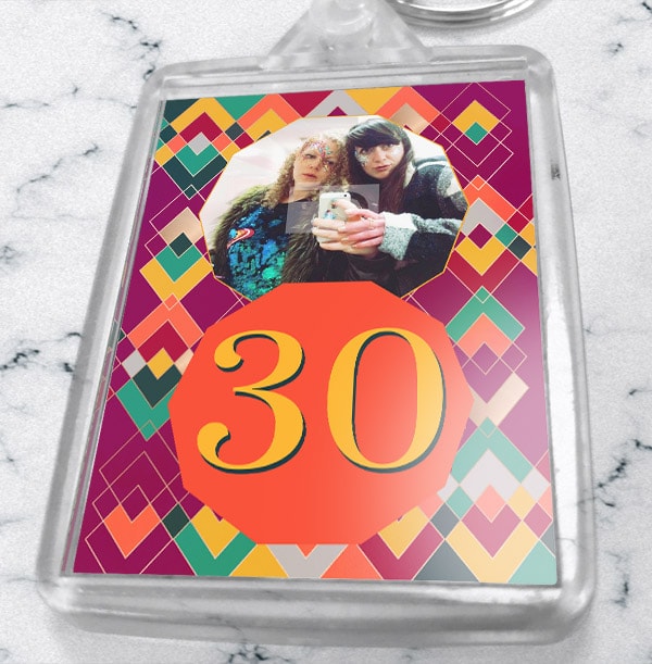 30th Birthday Personalised Photo Keyring