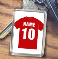 Red Name & Number Football Shirt Keyring