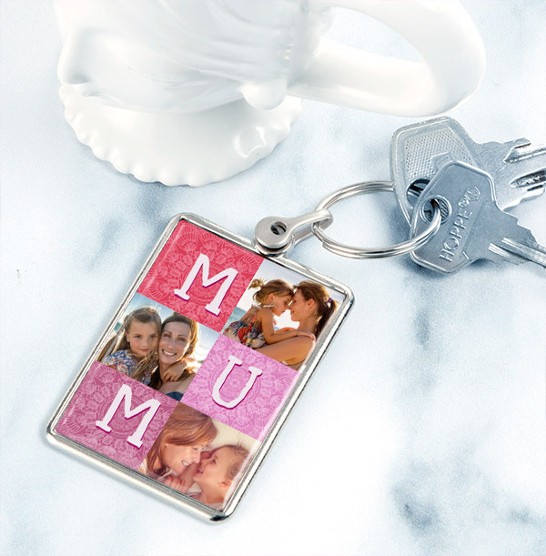 Mum Pink Photo Collage Keyring