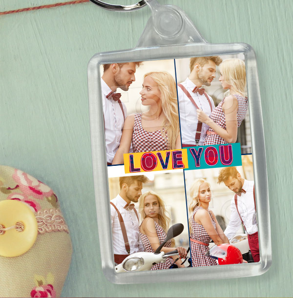 Love You Valentines Multi Photo Keyring