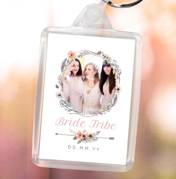 Bride Tribe Wedding Photo Keyring
