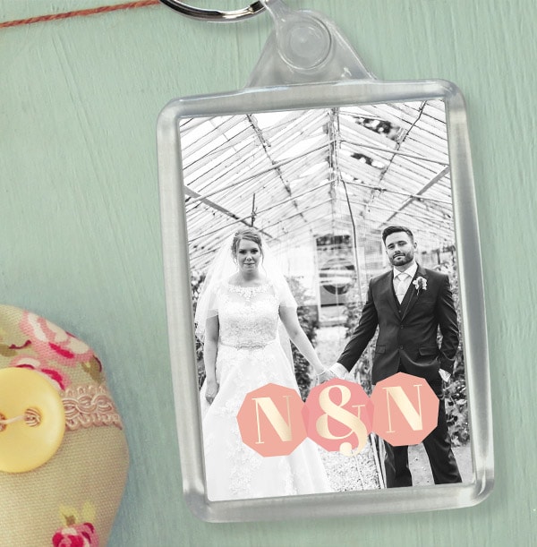 Couple's Initials Photo Keyring