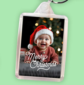 Photo Upload Merry Christmas Keyring- Portrait