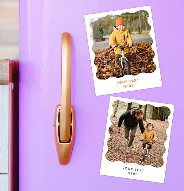 Photo of Personalised Retro Photo Magnet Wavy & Text