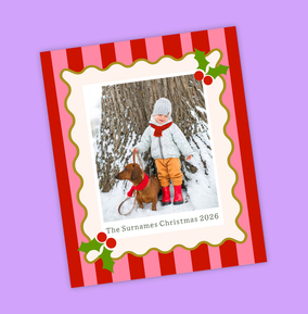 Personalised Christmas Retro Photo Magnet Stripe