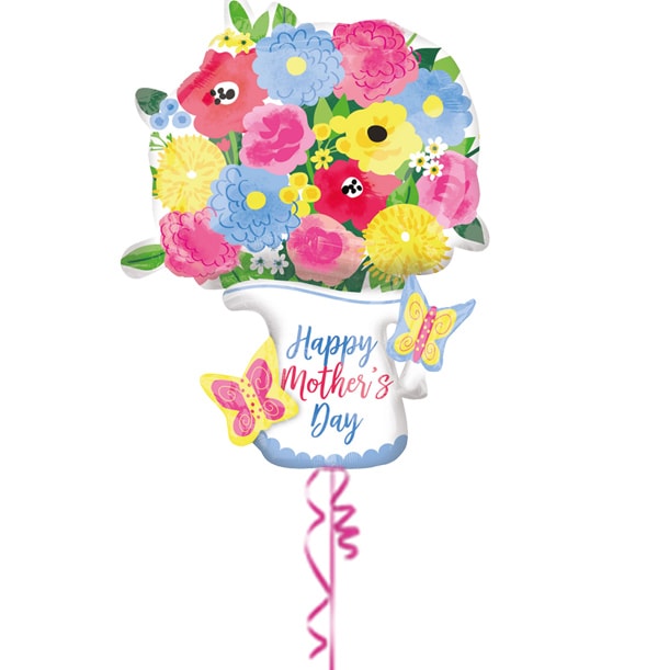 ZDISC Happy Mothers Day Flowers In Vase Balloon Funky Pigeon