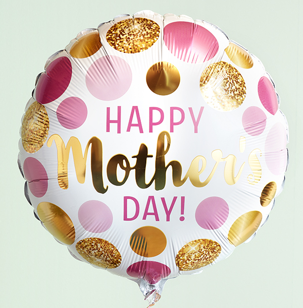 Mothers Day Gold & Pink Dots Balloon