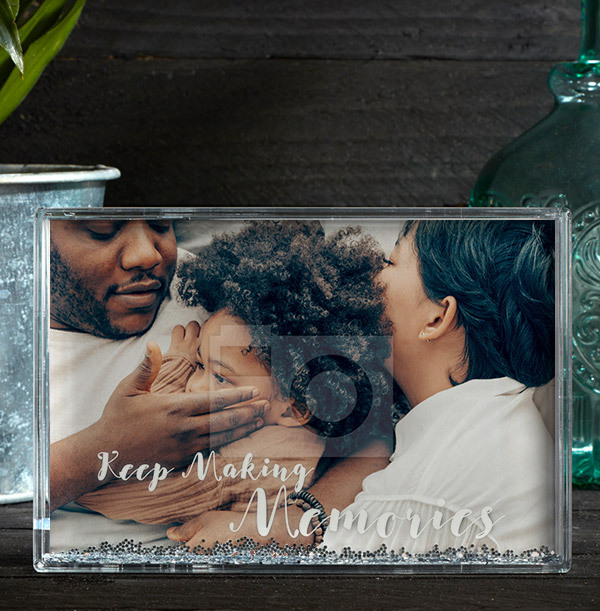 Family Love Acrylic Glitter Photo Block