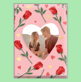 Pink Roses & Heart Photo Block