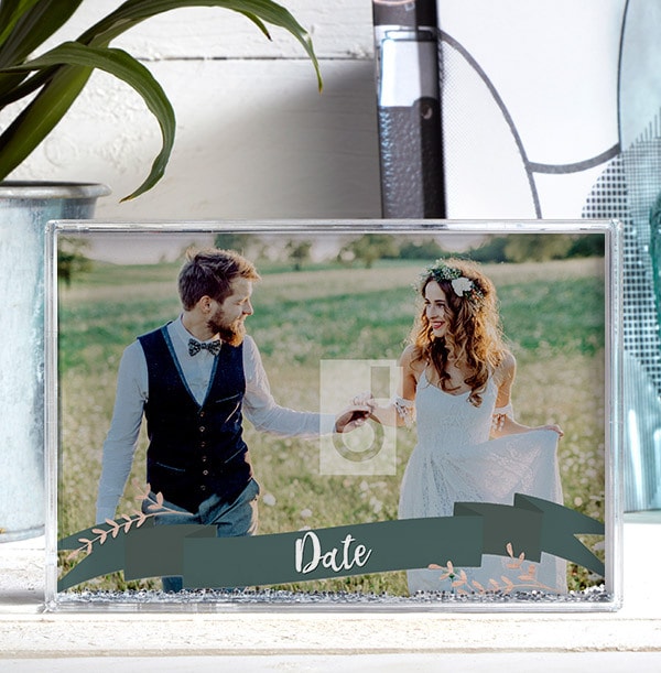 Full Photo with Date Glitter Photo Block - Landscape