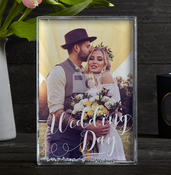 Wedding Day Full Glitter Photo Block - Portrait