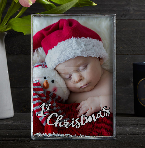 1st Christmas Acrylic Full Glitter Photo Block - Portrait