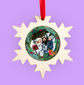 Robin Wreath Christmas Photo Bauble
