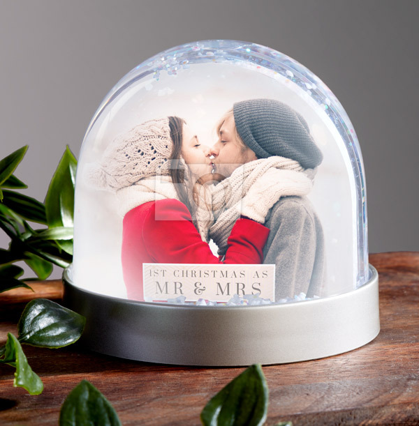 Couple 1st Christmas Photo Snow Globe