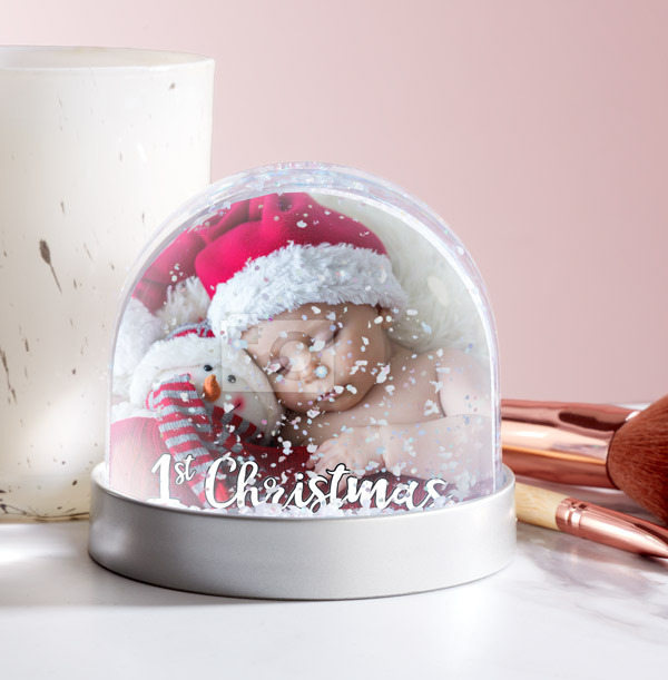 1st Christmas Photo Upload Snow Globe