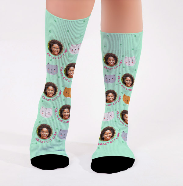 Personalised Crazy Cat Lady Photo Socks