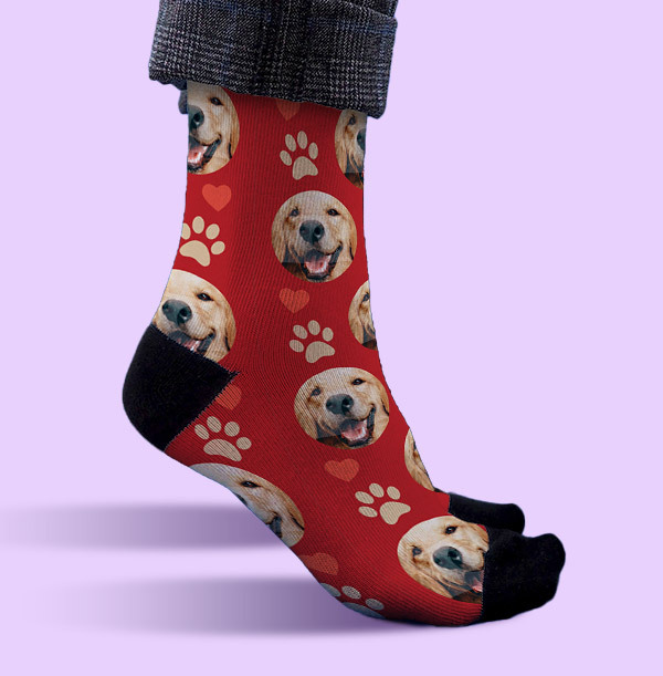 Personalised Dogs and Hearts Photo Socks