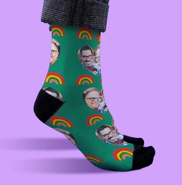 Personalised Rainbow Novelty Photo Socks