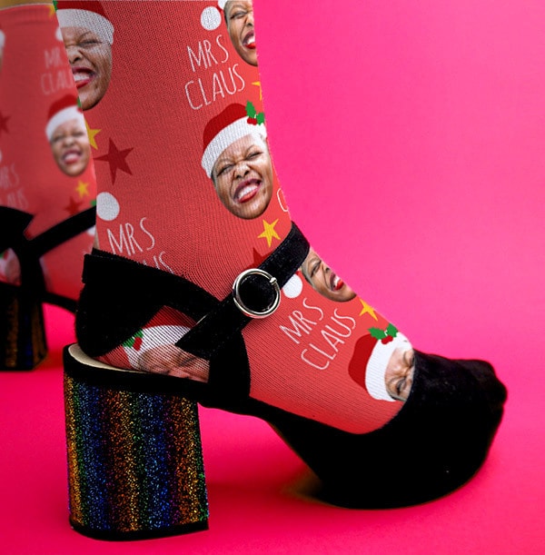 Mrs Claus Novelty Photo Socks