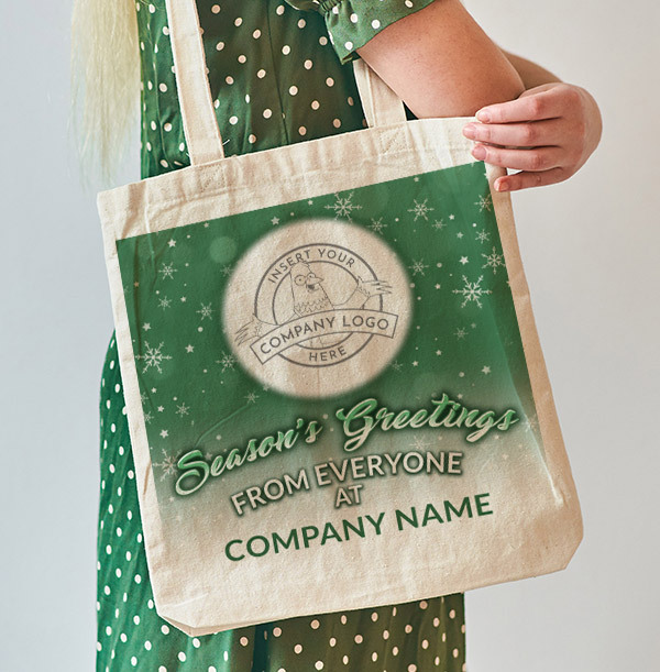 Company Christmas Logo Tote Bag - Green